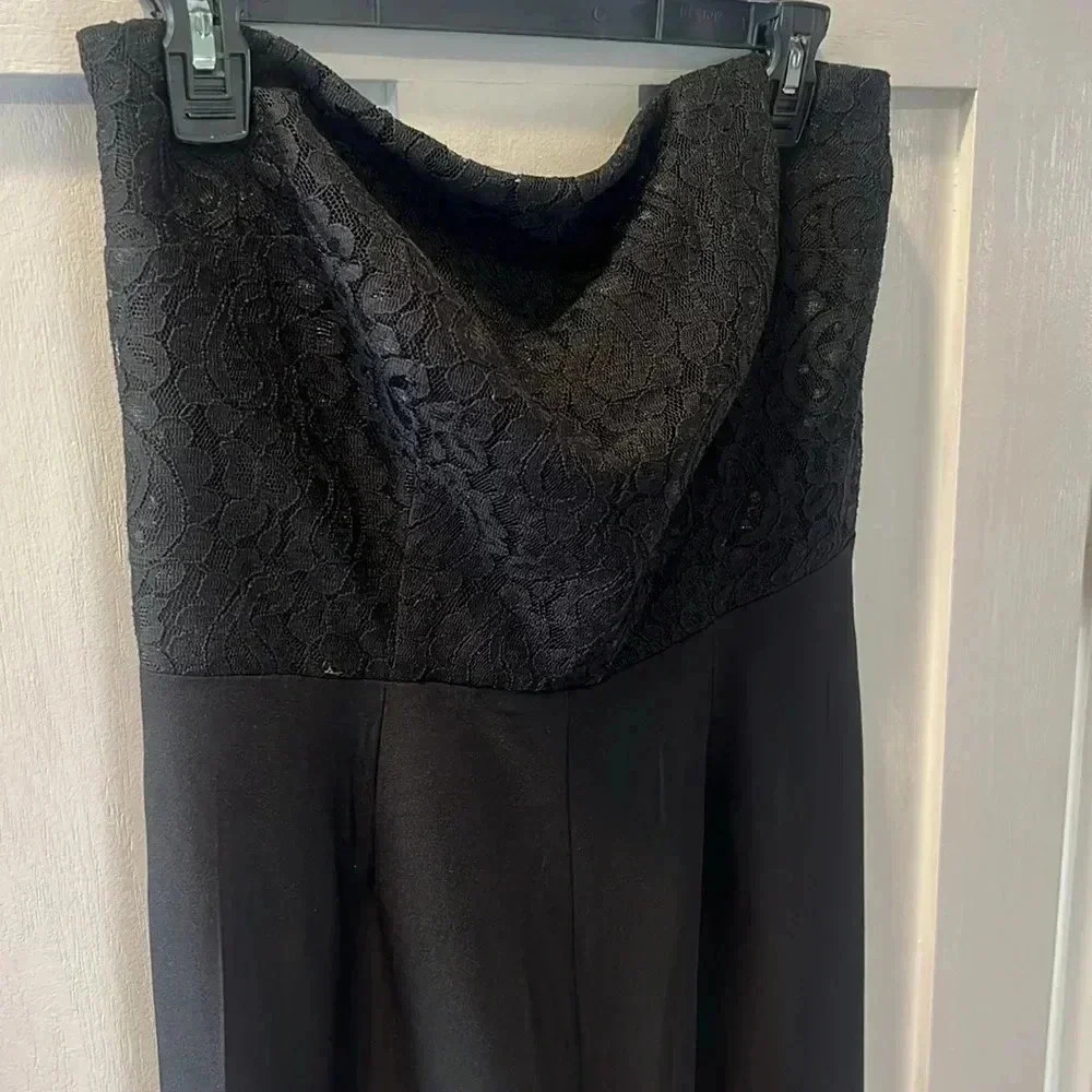 Black Romper Strapless Long Pant -Beige by eci